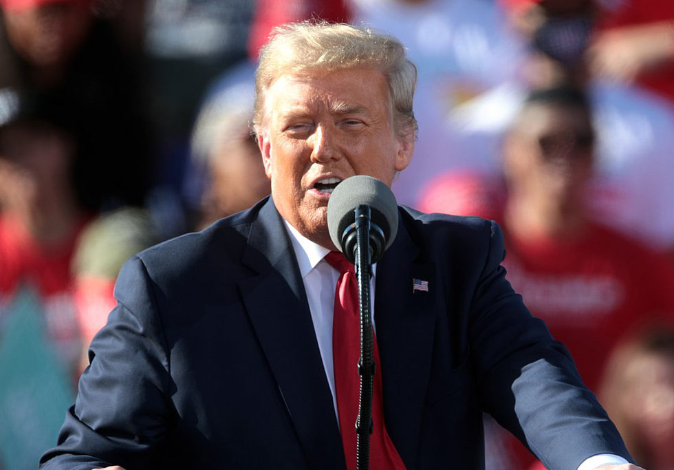 Trump speaking at a rally