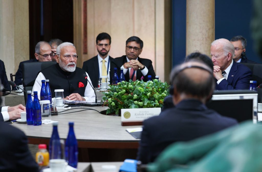 pm modi speaking at quad meeting in new york